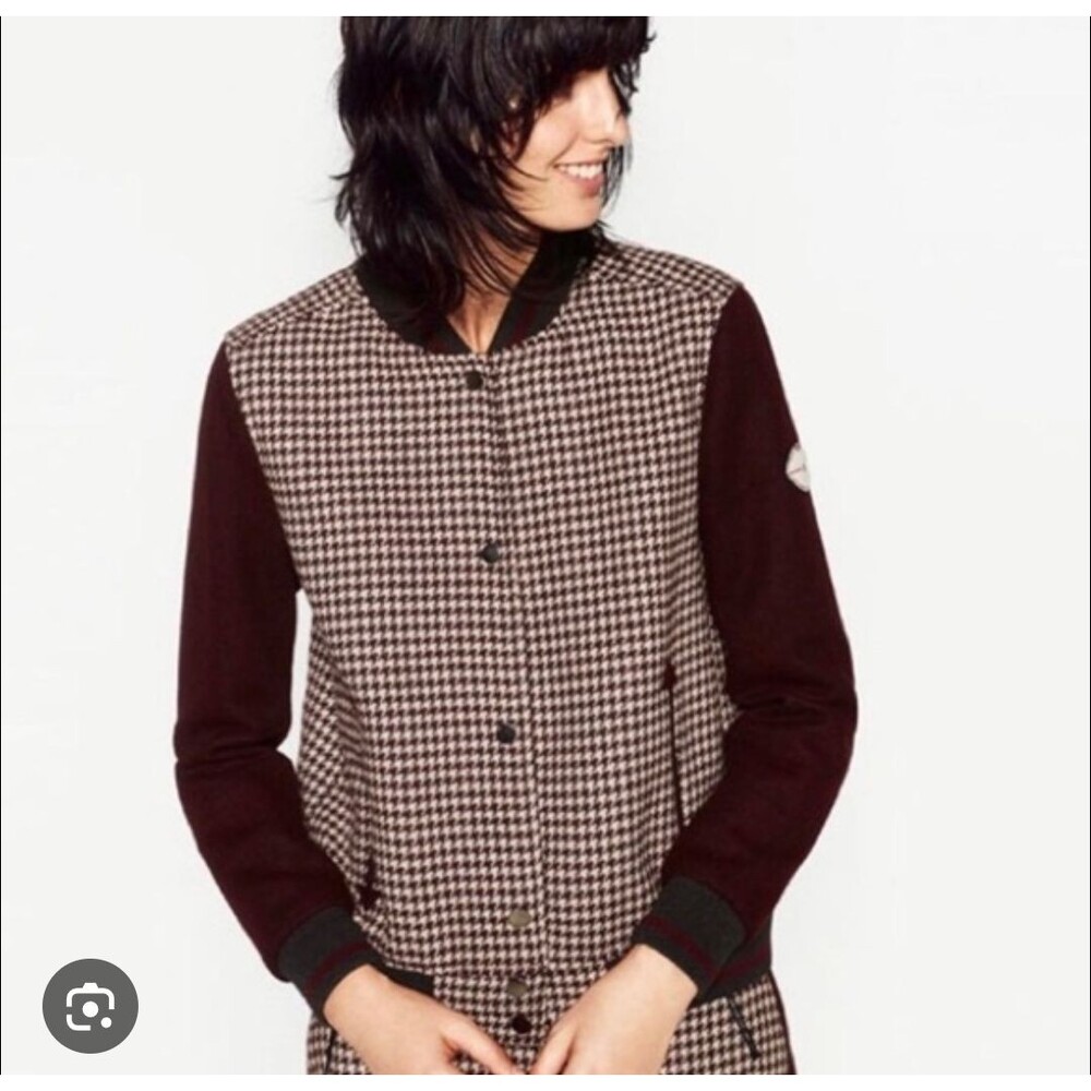 Zara Burgundy and Brown Bomber Jacket